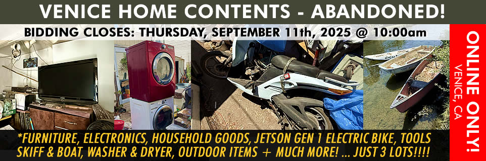 Online Auction 2025-09-11 - VENICE HOME CONTENTS -  Abandoned Property Auction